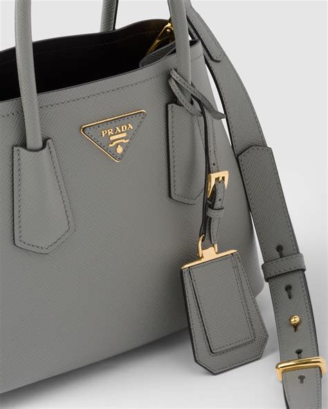 prada duble f|Slate/black Prada Double Saffiano Leather Mini Bag .